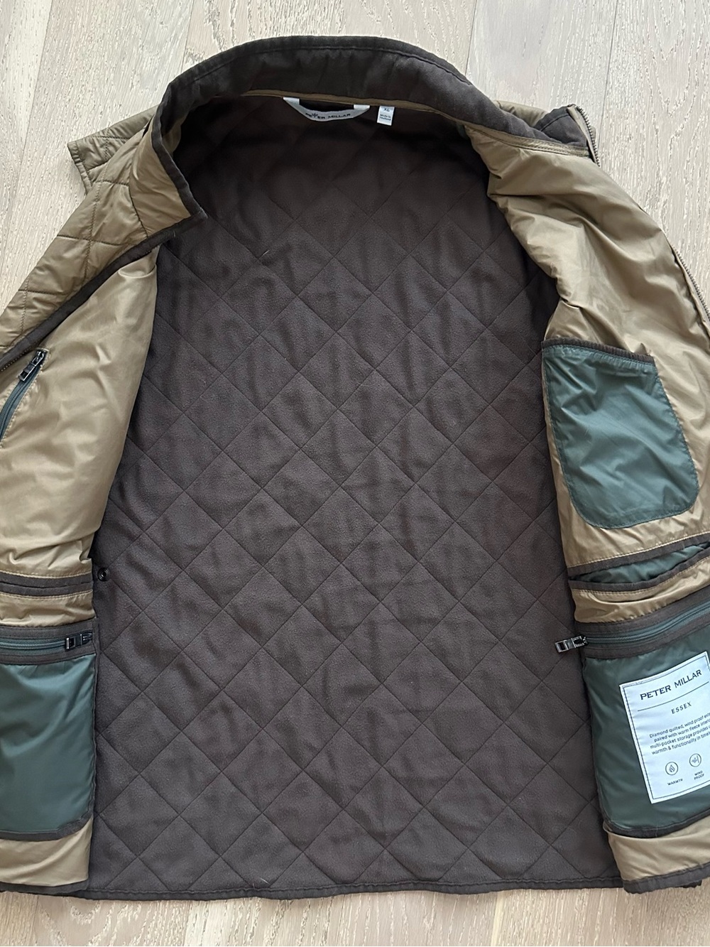 Peter Millar Essex Quilted Vest Men’s XL Olive Fleece Lined Windproof Full Zip - Picture 6 of 9